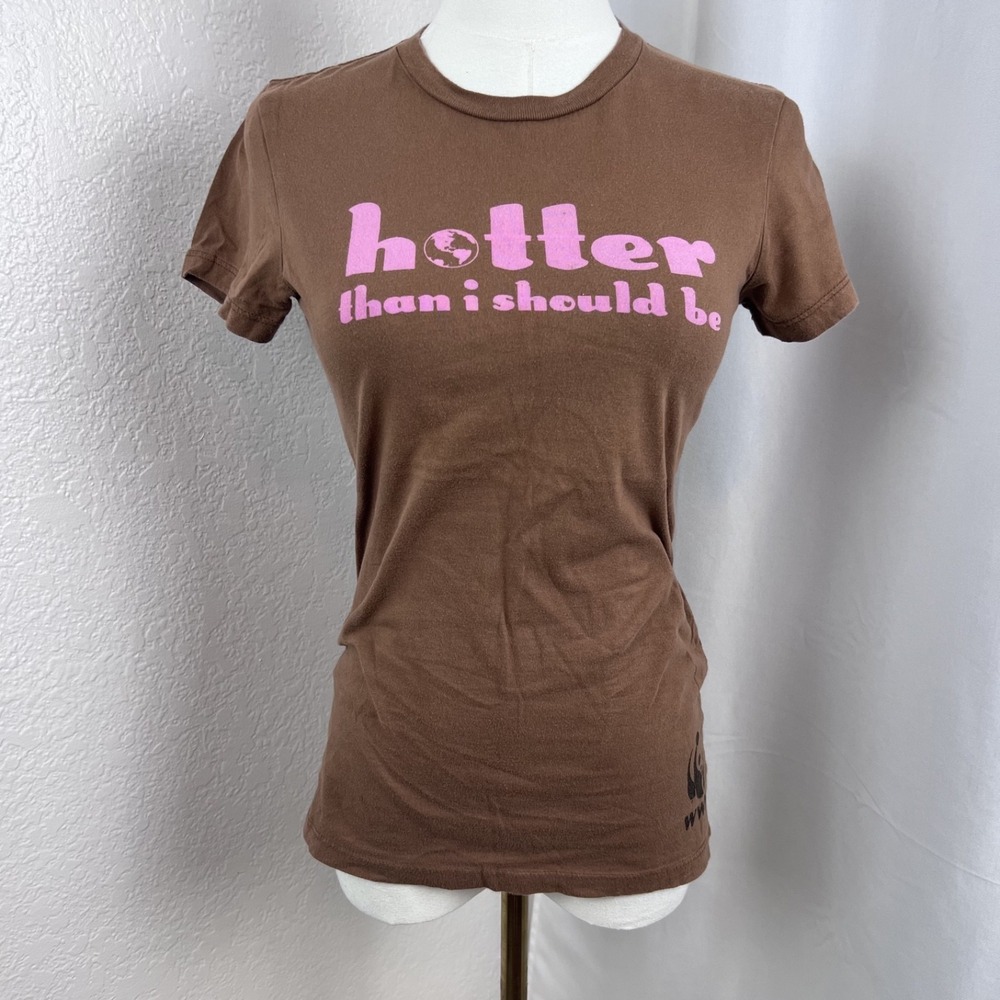 Y2K Chaser WWE Baby Tee Medium Brown Hotter Than I Should Be Grunge Indie Sleaze